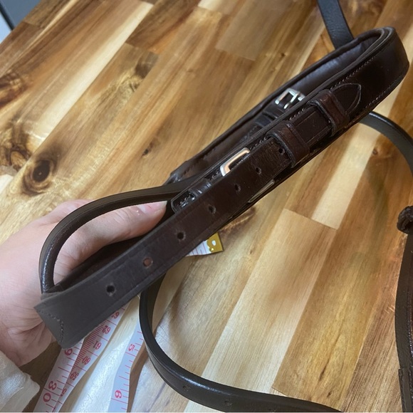 English Bridal Flash Noseband inlay Truly Canadian leather Stitched dark brown - Picture 5 of 7